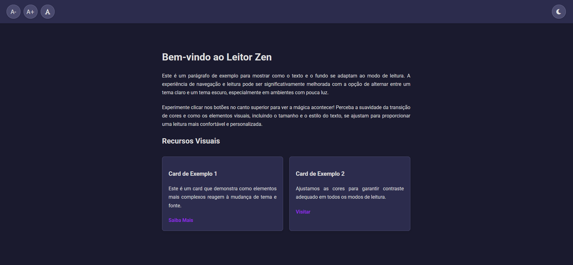 Preview do projeto Leitor Zen